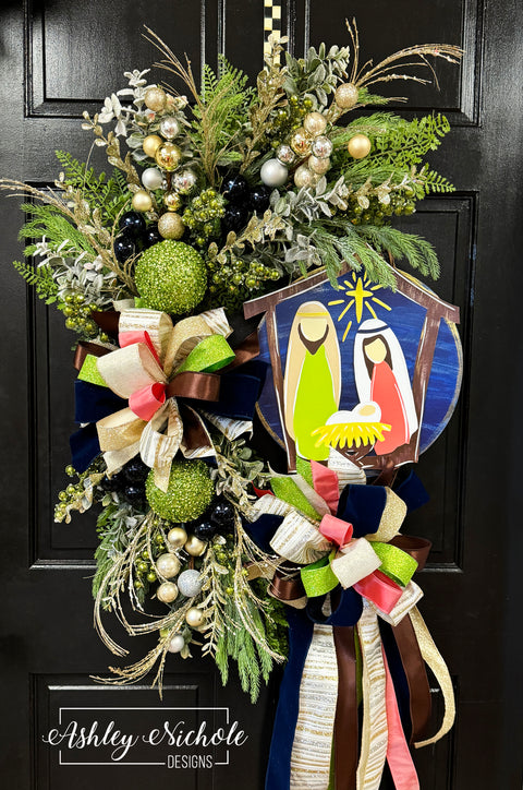 Nativity Scene Christmas Wreath