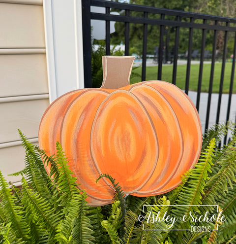 Orange Distressed Pumpkin -  Corrugated Coroplast Yard Stake