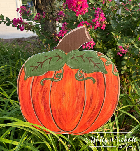 Burgundy & Orange Elegant Pumpkin  -  Corrugated Coroplast Yard Stake