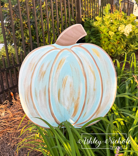 Pumpkin Distressed - Cool Tones Blue  -  Corrugated Coroplast Yard Stake