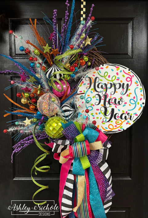 Colorful New Years Wreath