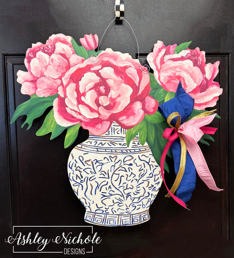 Chinoiserie Peony Blooms - Door Hanger (UV Printed)