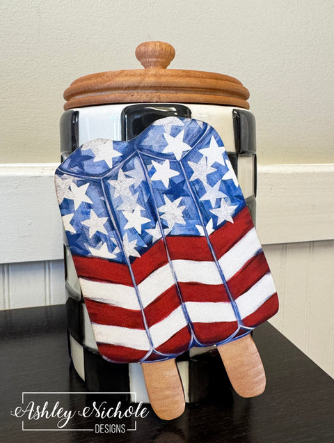 Stars & Stripes Popsicle - Mini Piece (Magnet/Velcro)
