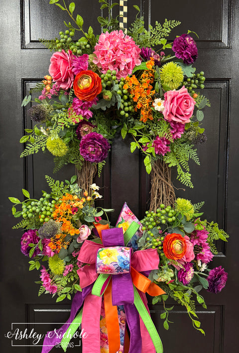 Bold & Bright Floral Bouquet Wreath