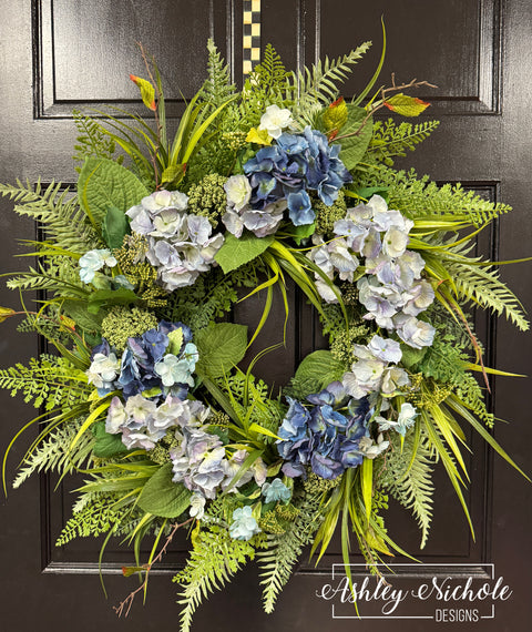 Hydrangea Blues Round Wreath