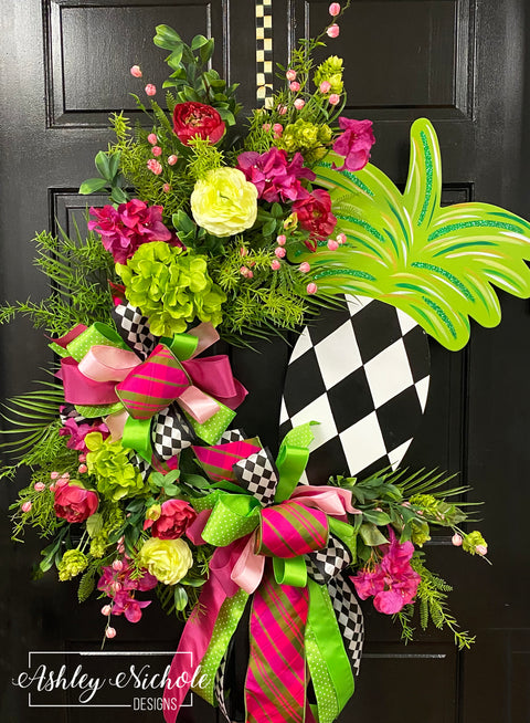 Pineapple Floral Wreath - Harlequin