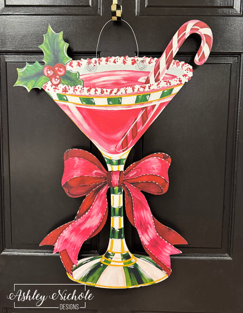Holiday Cheer Cocktail Martini - Door Hanger (UV Printed)