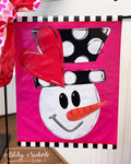 Large Hat Snowman (HEART) - Vinyl Garden Flag