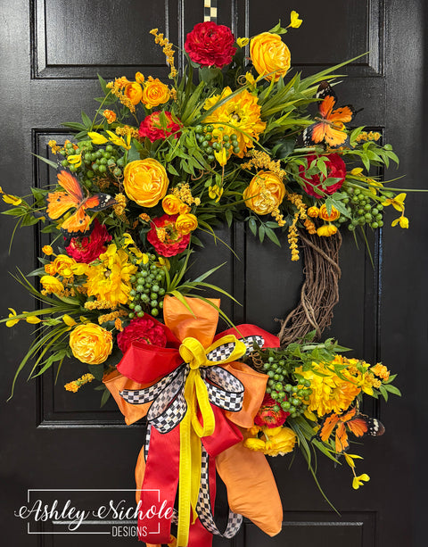 Butterfly Fields in Bloom Wreath