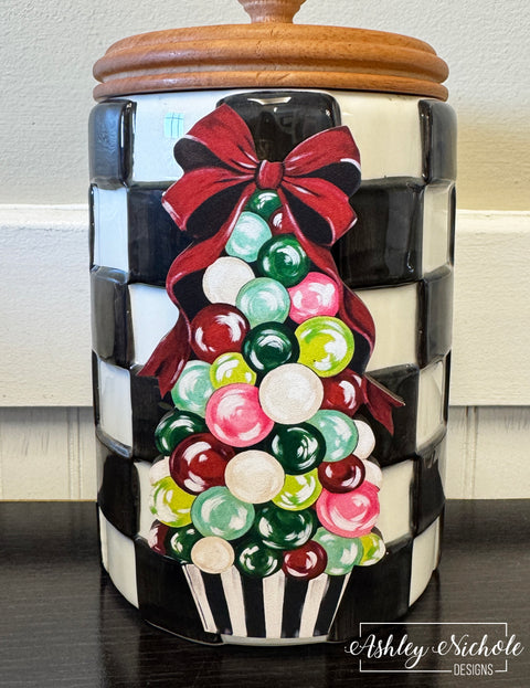 Whimsical Christmas Baubles & Bow Tree - Christmas Mini Piece (Magnet/Velcro)