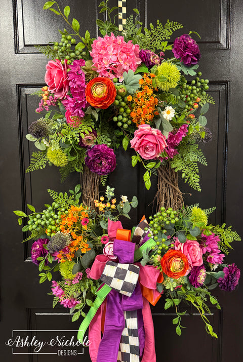 Bold & Bright Floral Bouquet Wreath