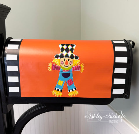 Bright Patchwork Scarecrow - Magnetic Vinyl Mailbox Cover