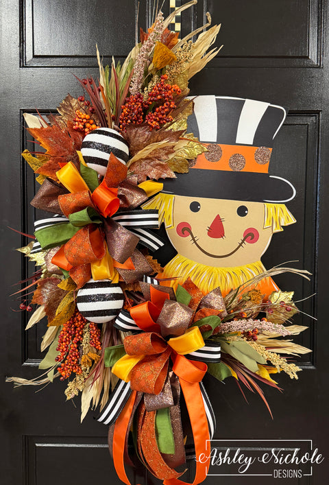Scarecrow - Black/White - Oval Wreath