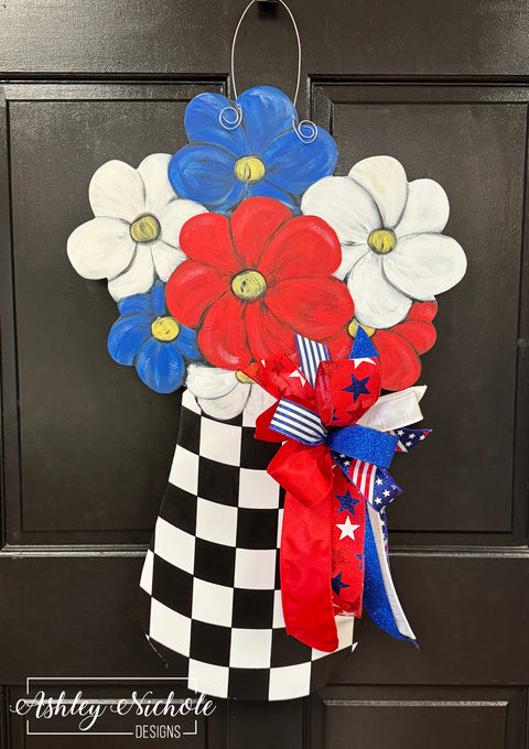 All-American Blooms - Patriotic Door Hanger (UV Printed Only)