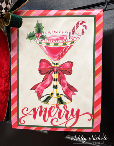 Holiday Cheer Cocktail Martini - Vinyl Garden Flag