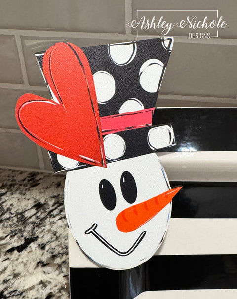 Large Hat Snowman (HEART) - Mini Piece (Magnet/Velcro)