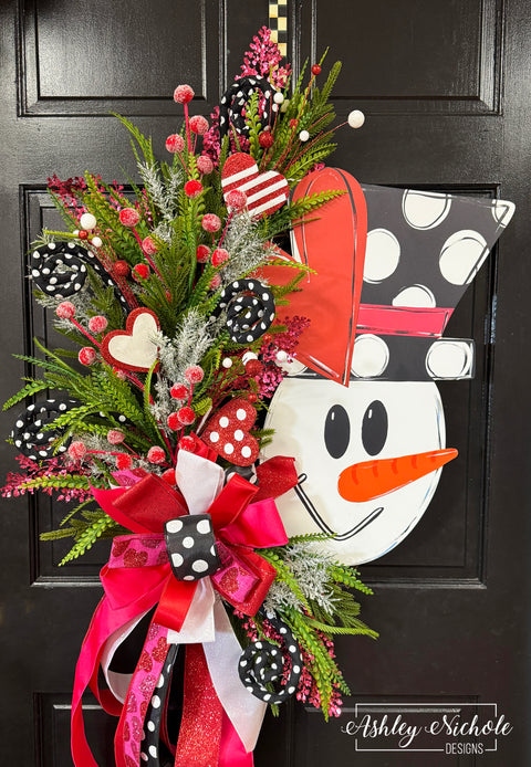 Large Hat Snowman (Heart) Wreath