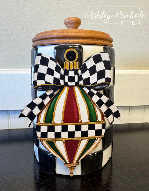 Elegant Checkered Christmas Finial - Christmas Mini Piece (Magnet/Velcro)