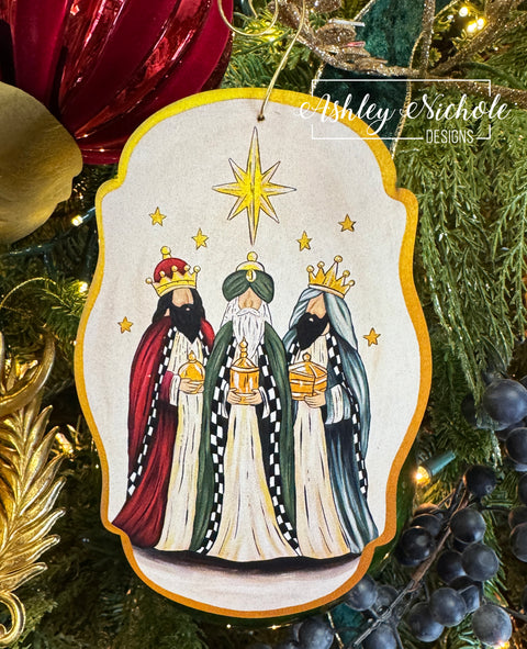Star of Bethlehem Three Wise Men - Wooden Christmas Ornament