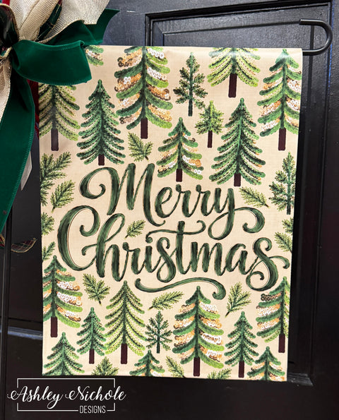 Evergreen Elegance Garden Flag - Merry Christmas - Vinyl Garden Flag