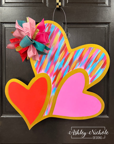 Abstract Colorful Triple Heart - Door Hanger (UV PRINTED Only)