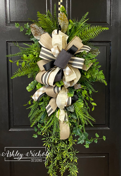 Fern and Ivy Greenery Swag - Neutral Bow