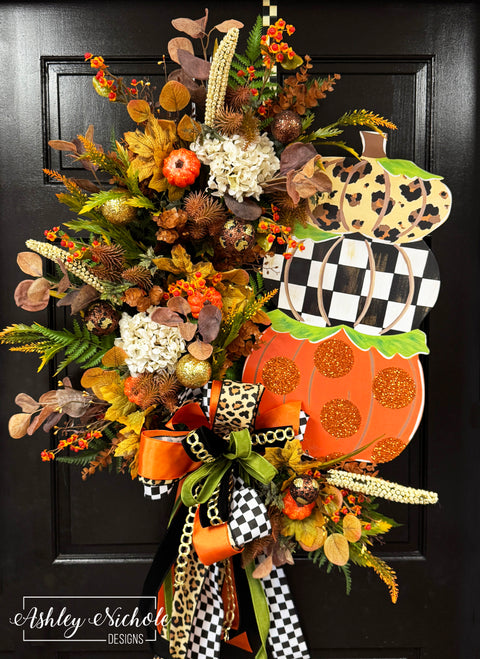 Pumpkin Stack Elegant Fall Wreath