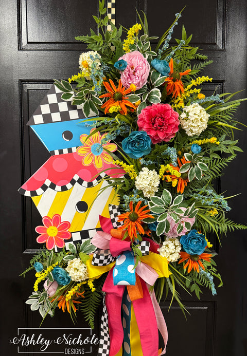 Birdhouse Condos - Bright & Colorful Wreath