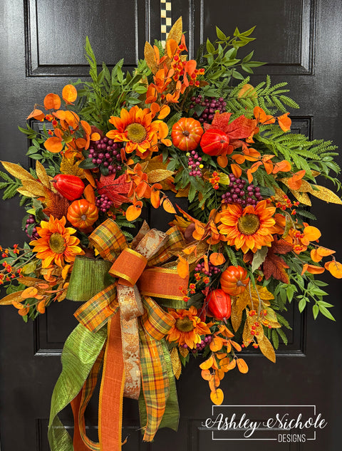 Gourd-eous Fall Round Wreath