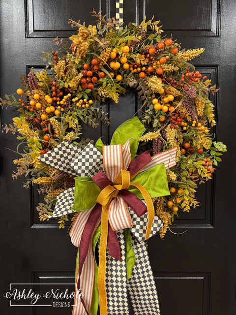 30" Seed Berry Fall Foliage Wreath