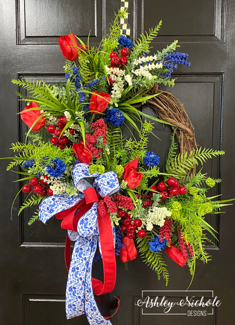 Patriotic Tulip Wreath