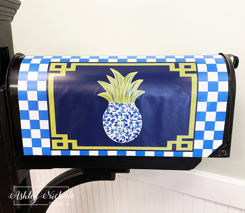 Pineapple - Chinoiserie Vines - Magnetic Vinyl Mailbox Cover