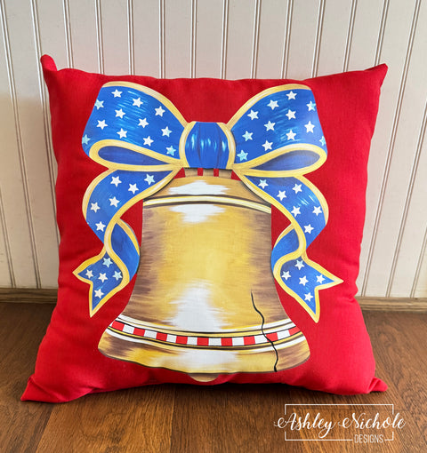Custom Pillow - Sweet Land Of Liberty on Red Outdoor Fabric