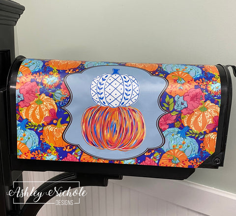Abstract Chinoiserie Pumpkin - Magnetic Vinyl Mailbox Cover