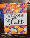 ** Abstract Colorful Pumpkins "Welcome Fall" Garden Vinyl Flag