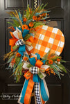 Orange Buffalo Check Pumpkin Wreath