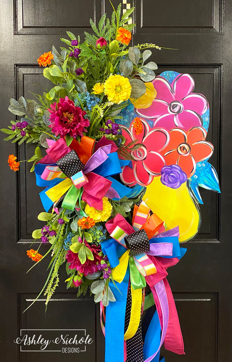 Full Bloom Flower Pot Wreath