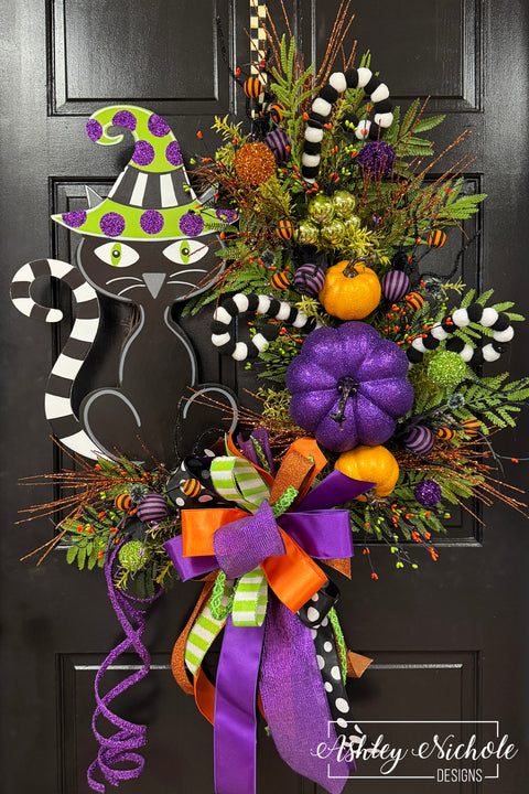 Sassy Cat Halloween Wreath