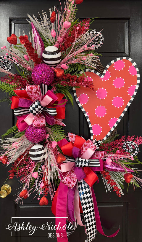 Funky Heart Valentine Wreath - (OVERSIZED)