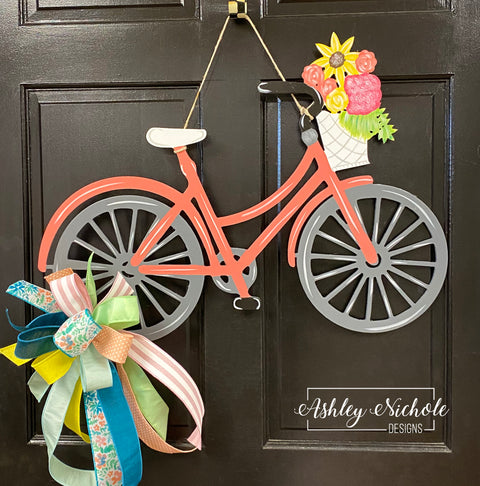 Bicycle Door Hanger - Coral