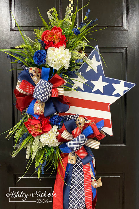 Patriotic Star Floral Wreath