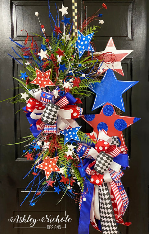 Glitter Star Stack Patriotic Wreath