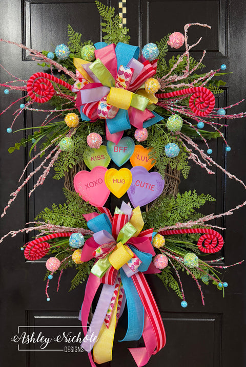 Hugs & Kisses Conversation Hearts Wreath