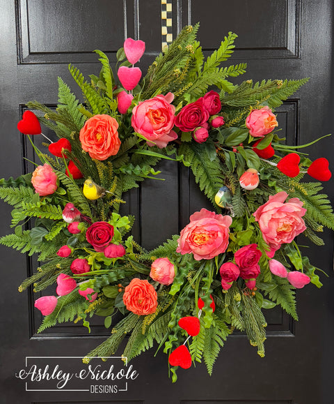 Love Birds in Early Spring Wreath