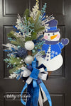 Winter Blues Snowman Wreath