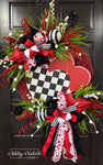 Checkered Double Heart Round Wreath