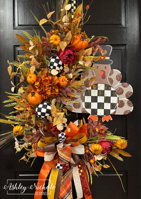 Pilgrim Turkey with Glitter Dots Wreath
