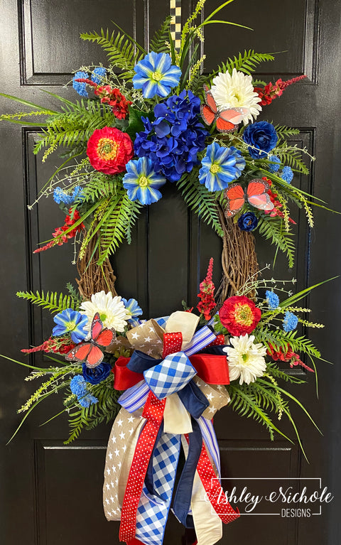 Patriotic Bouquet OVAL Floral Wreath