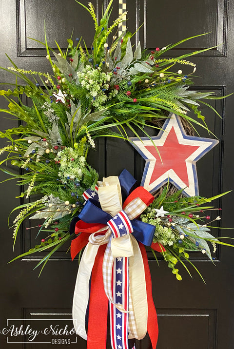 Rustic Patriotic Star Wreath
