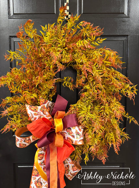 Bright Fall Fern Oval Wreath